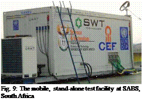Подпись: Fig. 9: The mobile, stand-alone test facility at SABS, South Africa 