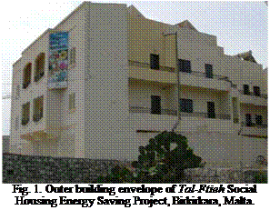 Подпись: Fig. 1. Outer building envelope of Tal-Ftieh Social Housing Energy Saving Project, Birkirkara, Malta. 