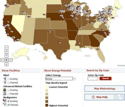 Интерактивная карта США по возобновляемым и другим источниками энергии