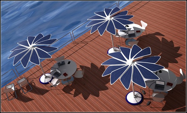 Концепт пляжного зонтика на солнечных батареях